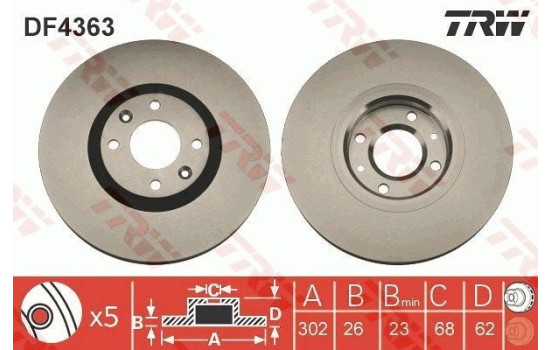 Brake Disc DF4363 TRW, Image 2