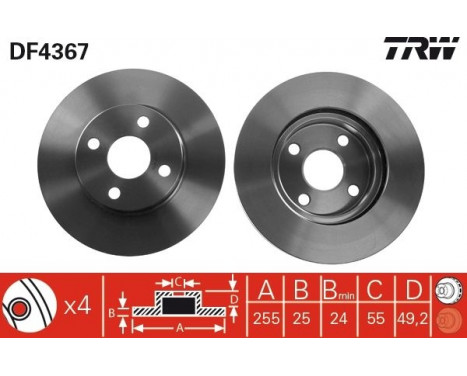 Brake Disc DF4367 TRW, Image 2
