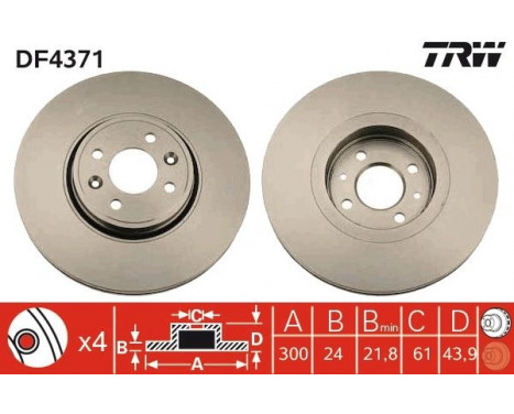 Brake Disc DF4371 TRW, Image 2