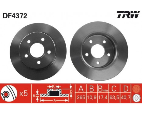 Brake Disc DF4372 TRW, Image 2