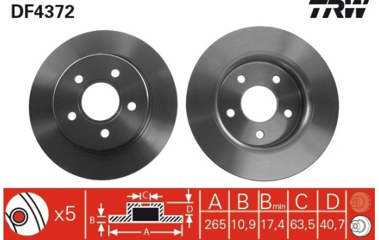 Brake Disc DF4372 TRW, Image 2