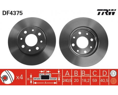 Brake Disc DF4375 TRW, Image 3