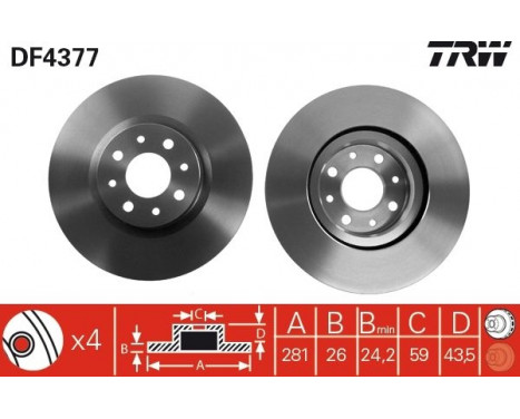 Brake Disc DF4377 TRW, Image 2
