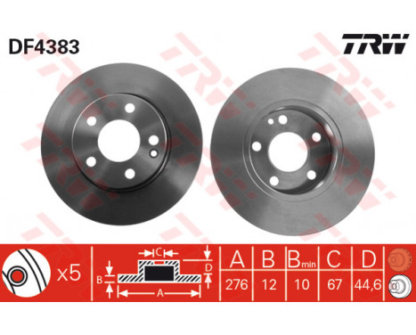 Brake Disc DF4383 TRW