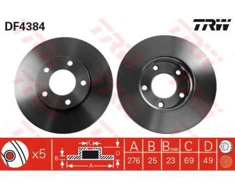 Brake Disc DF4384 TRW