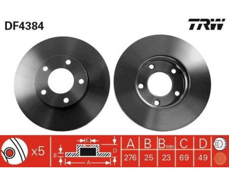 Brake Disc DF4384 TRW, Image 2