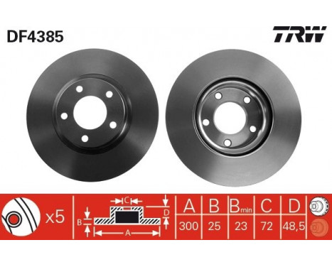 Brake Disc DF4385 TRW, Image 2