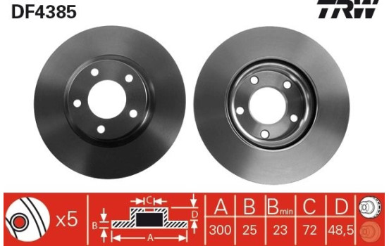 Brake Disc DF4385 TRW, Image 2