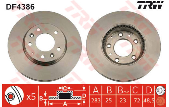 Brake Disc DF4386 TRW