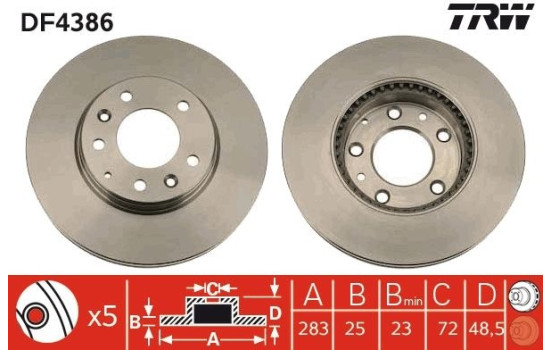Brake Disc DF4386 TRW, Image 2