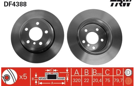Brake Disc DF4388 TRW, Image 3