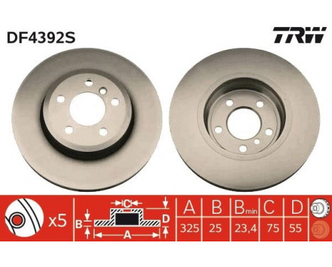 Brake Disc DF4392S TRW, Image 2
