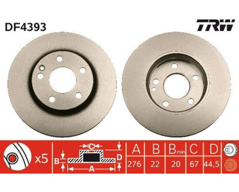 Brake Disc DF4393 TRW, Image 3