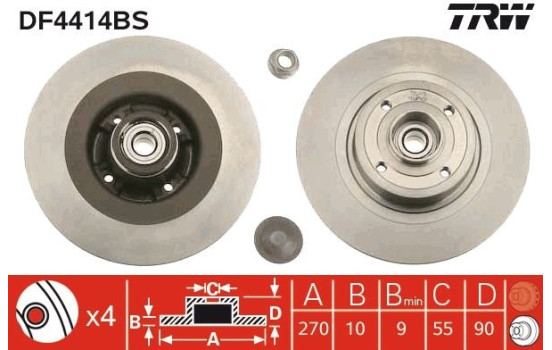 Brake Disc DF4414BS TRW, Image 2