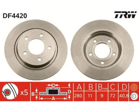 Brake Disc DF4420 TRW, Image 3