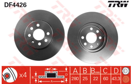 Brake Disc DF4426 TRW