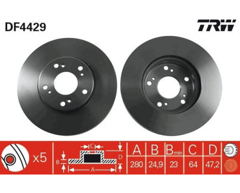 Brake Disc DF4429 TRW, Image 2