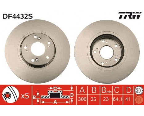 Brake Disc DF4432S TRW, Image 2