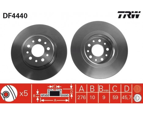 Brake Disc DF4440 TRW, Image 2