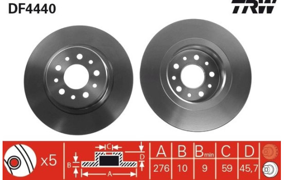 Brake Disc DF4440 TRW, Image 2