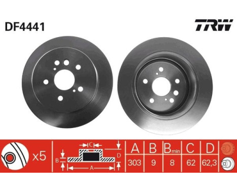 Brake Disc DF4441 TRW, Image 2