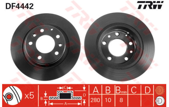Brake Disc DF4442 TRW