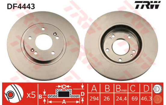 Brake Disc DF4443 TRW