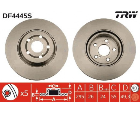 Brake Disc DF4445S TRW, Image 2