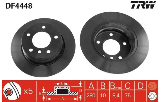 Brake Disc DF4448 TRW, Image 2