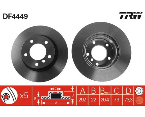 Brake Disc DF4449 TRW, Image 2