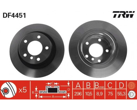 Brake Disc DF4451 TRW, Image 2