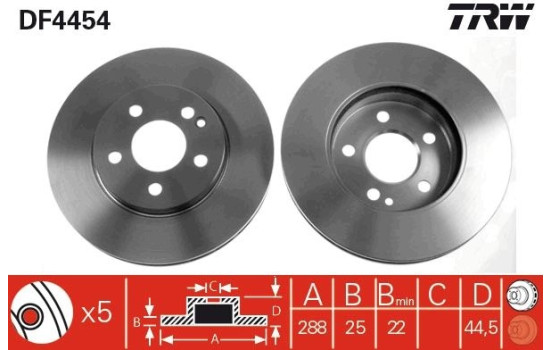 Brake Disc DF4454 TRW, Image 2