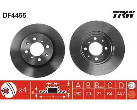 Brake Disc DF4455 TRW, Image 2