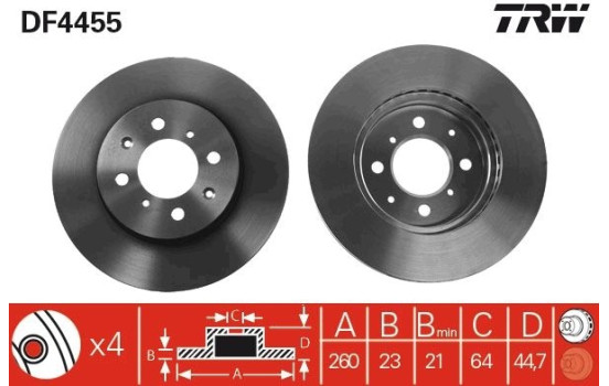 Brake Disc DF4455 TRW, Image 2