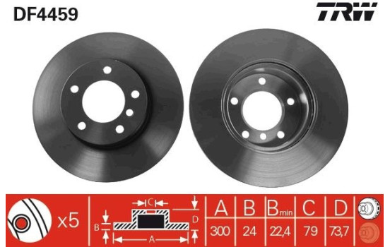 Brake Disc DF4459 TRW, Image 2