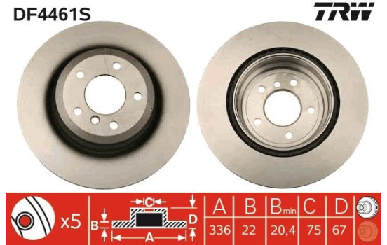 Brake Disc DF4461S TRW, Image 2