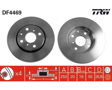 Brake Disc DF4469 TRW, Image 2