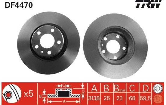 Brake Disc DF4470 TRW, Image 2