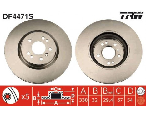 Brake Disc DF4471S TRW, Image 2