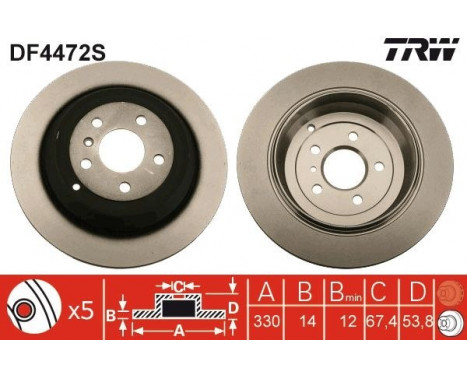 Brake Disc DF4472S TRW, Image 2