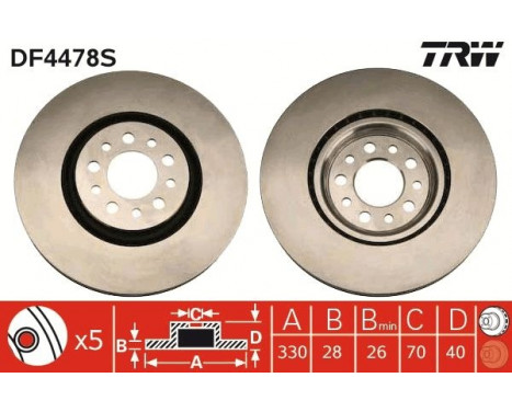 Brake Disc DF4478S TRW, Image 2