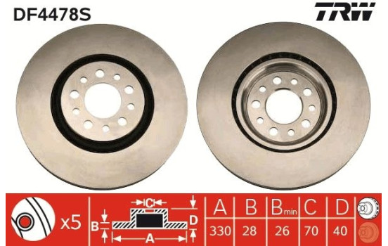 Brake Disc DF4478S TRW, Image 2