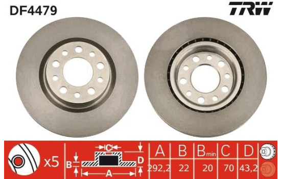Brake Disc DF4479 TRW, Image 2