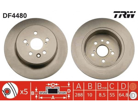 Brake Disc DF4480 TRW, Image 2