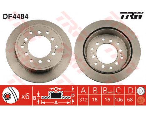 Brake Disc DF4484 TRW