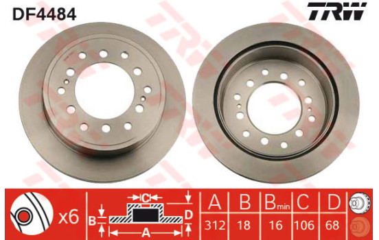 Brake Disc DF4484 TRW