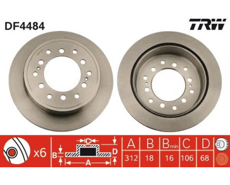 Brake Disc DF4484 TRW, Image 2