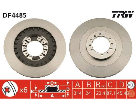 Brake Disc DF4485 TRW, Image 2