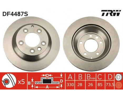 Brake Disc DF4487S TRW, Image 3