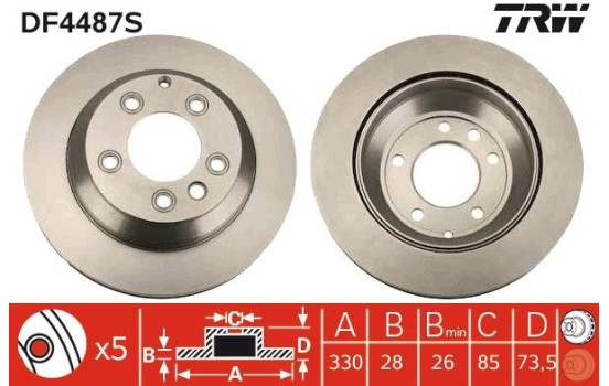 Brake Disc DF4487S TRW, Image 3